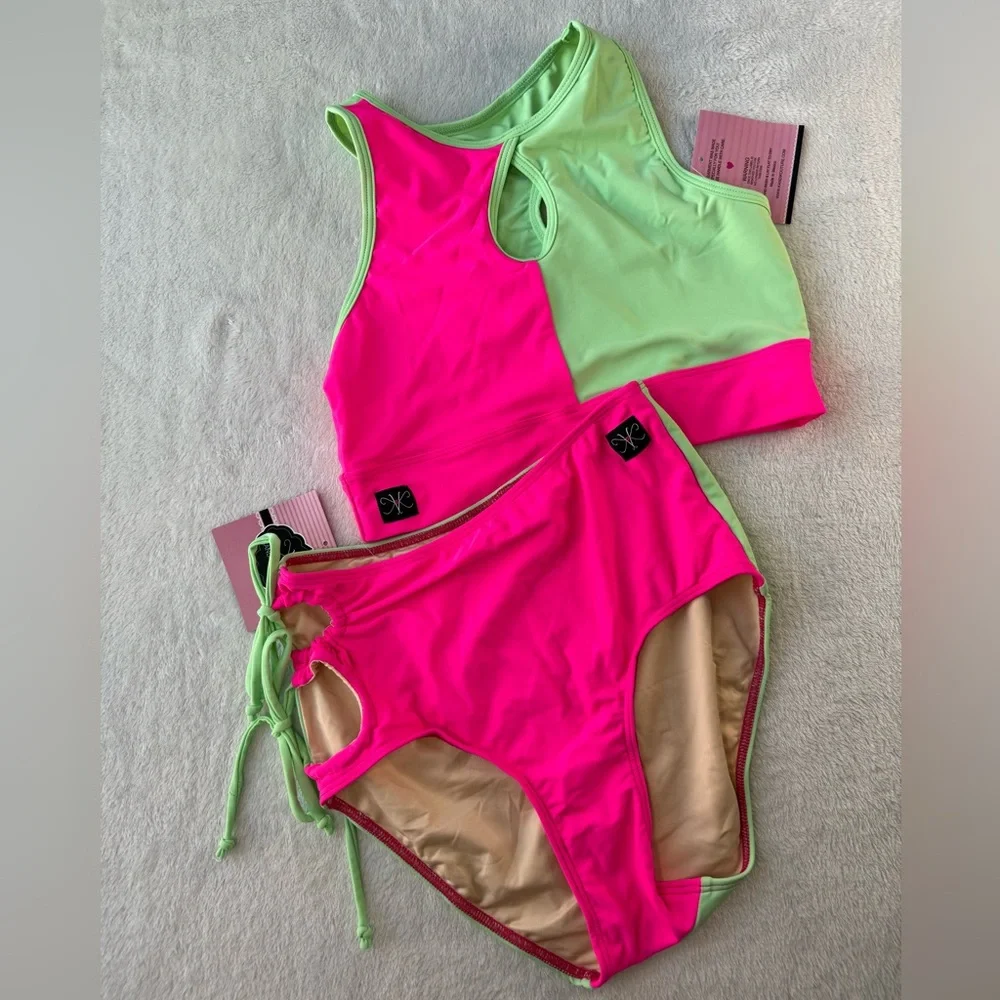 Kandi Kouture Convention Dancewear set. Pink & Green - Picture 10 of 13